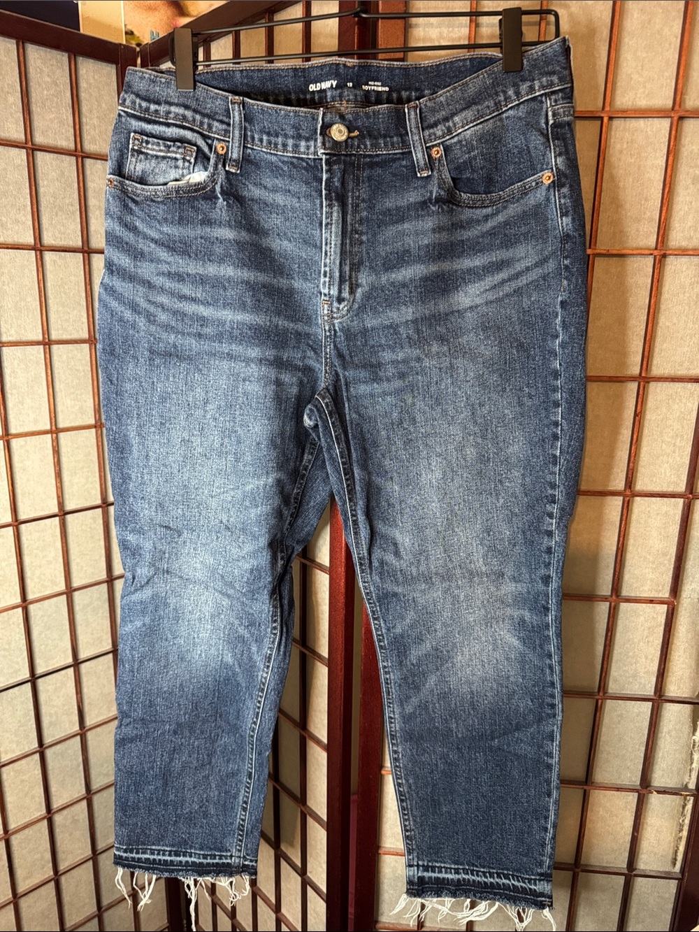 Old Navy Dark Blue High-Rise Cropped Straight Jeans